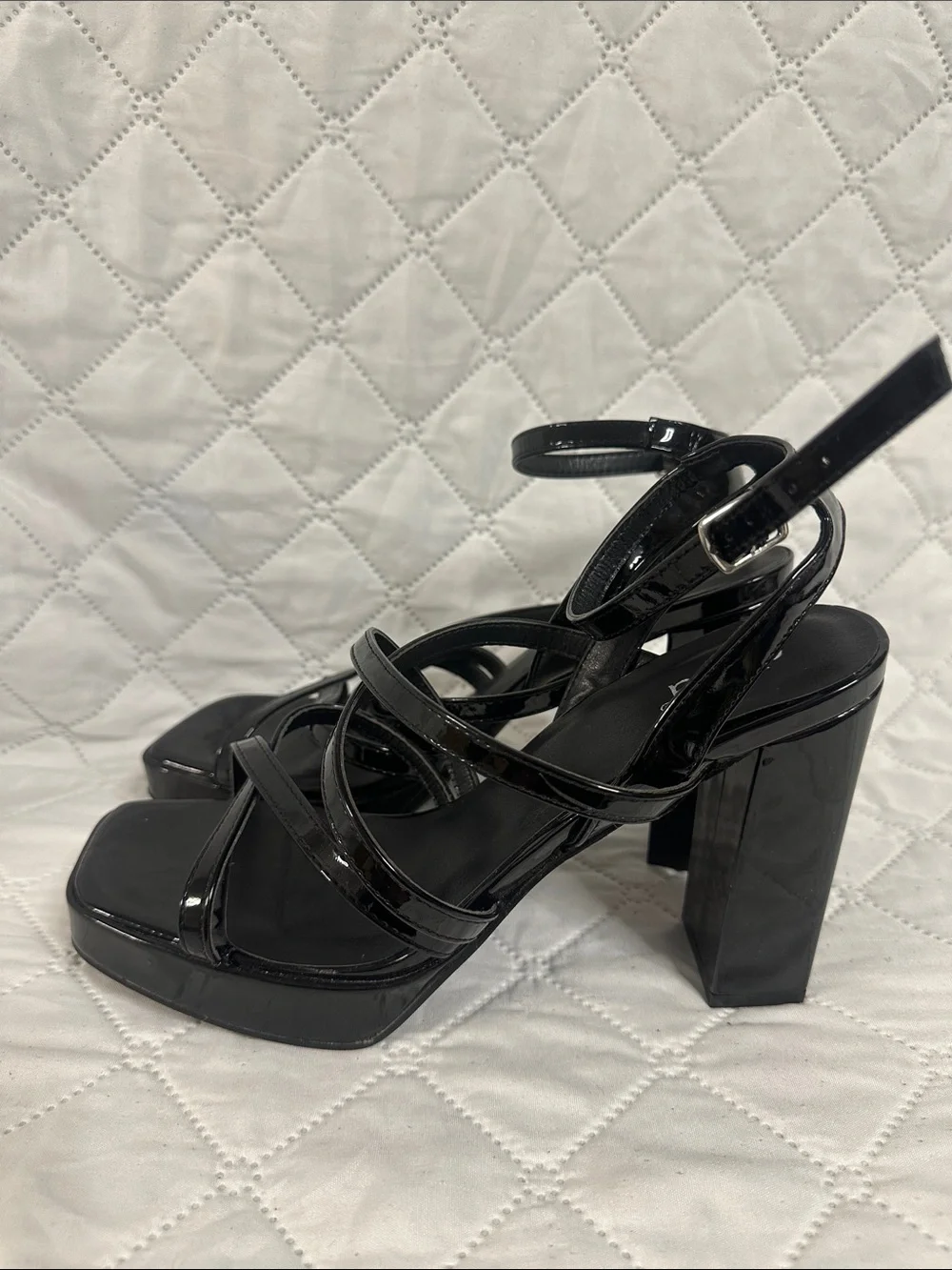Diba Black Patent Strappy Platform Sandals